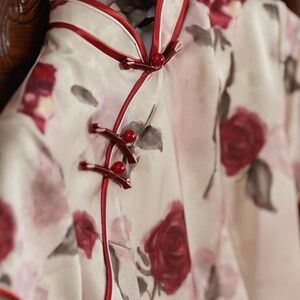 Floral Satin Cheongsam Nightgown